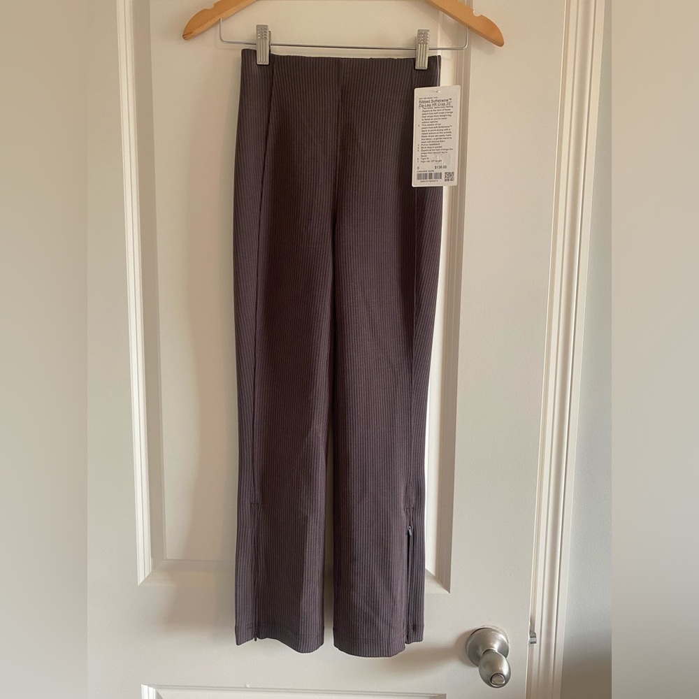 Lululemon Ribbed Softstreme Zip-Leg High-Rise Cropped Pants 25” Size 0 ESPR